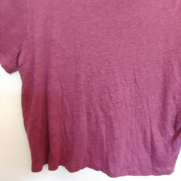 Lou & Grey womens 100% linen maroon short sleeve top Medium - Picture 3 of 10